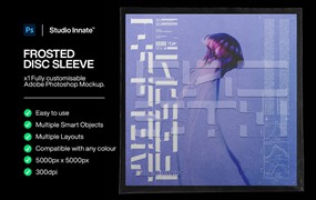 Studio Innate 潮流磨砂音乐专辑CD光盘包装纸袋贴纸设计展示贴图样机模板素材 Frosted Disc