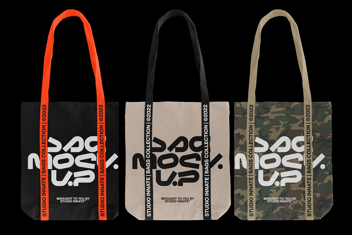 Studio Innate 新潮抽绳运动包手提包塑料袋品牌印花物料PSD模板 Bags – Mockup Bundle 样机素材 第6张