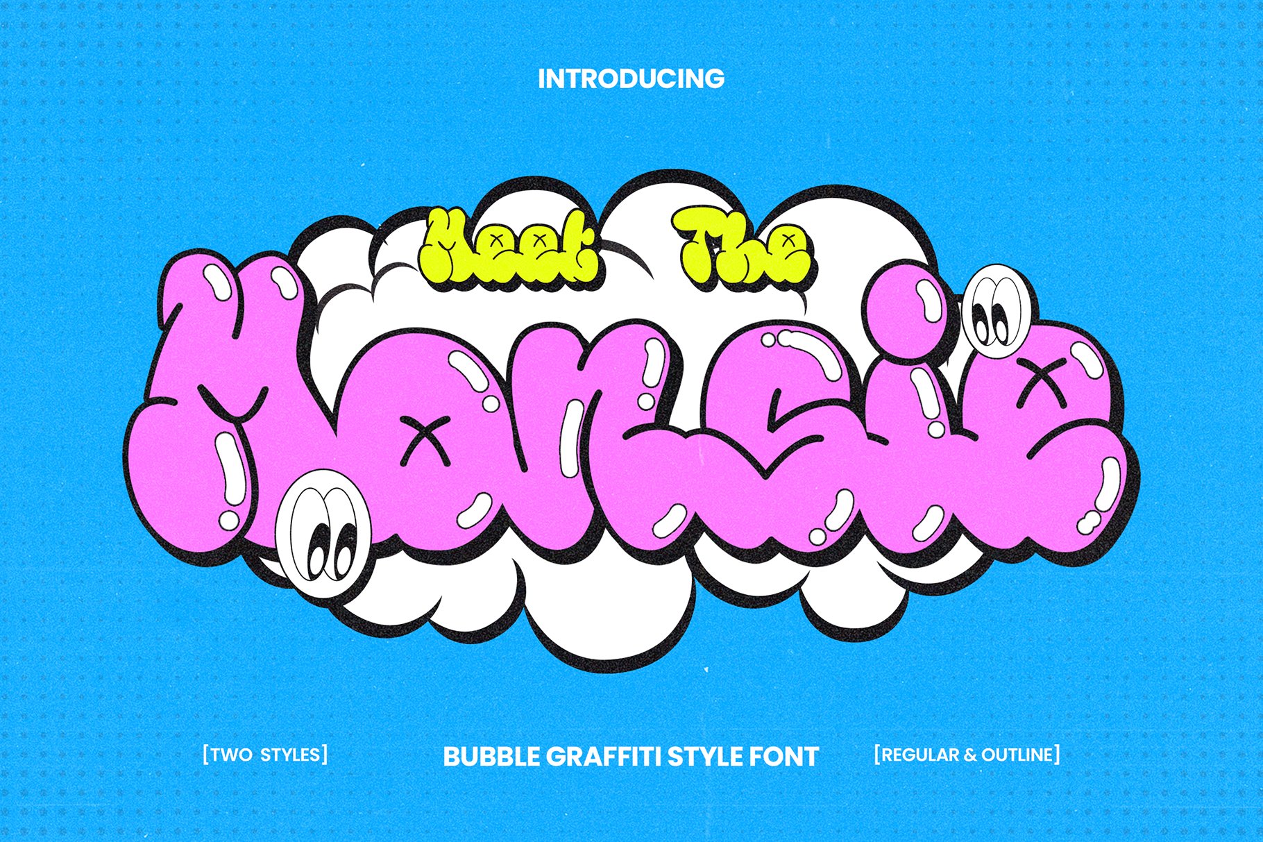 Monsie – Bubble Graffiti Font 创意趣味泡泡涂鸦字体 设计素材 第1张