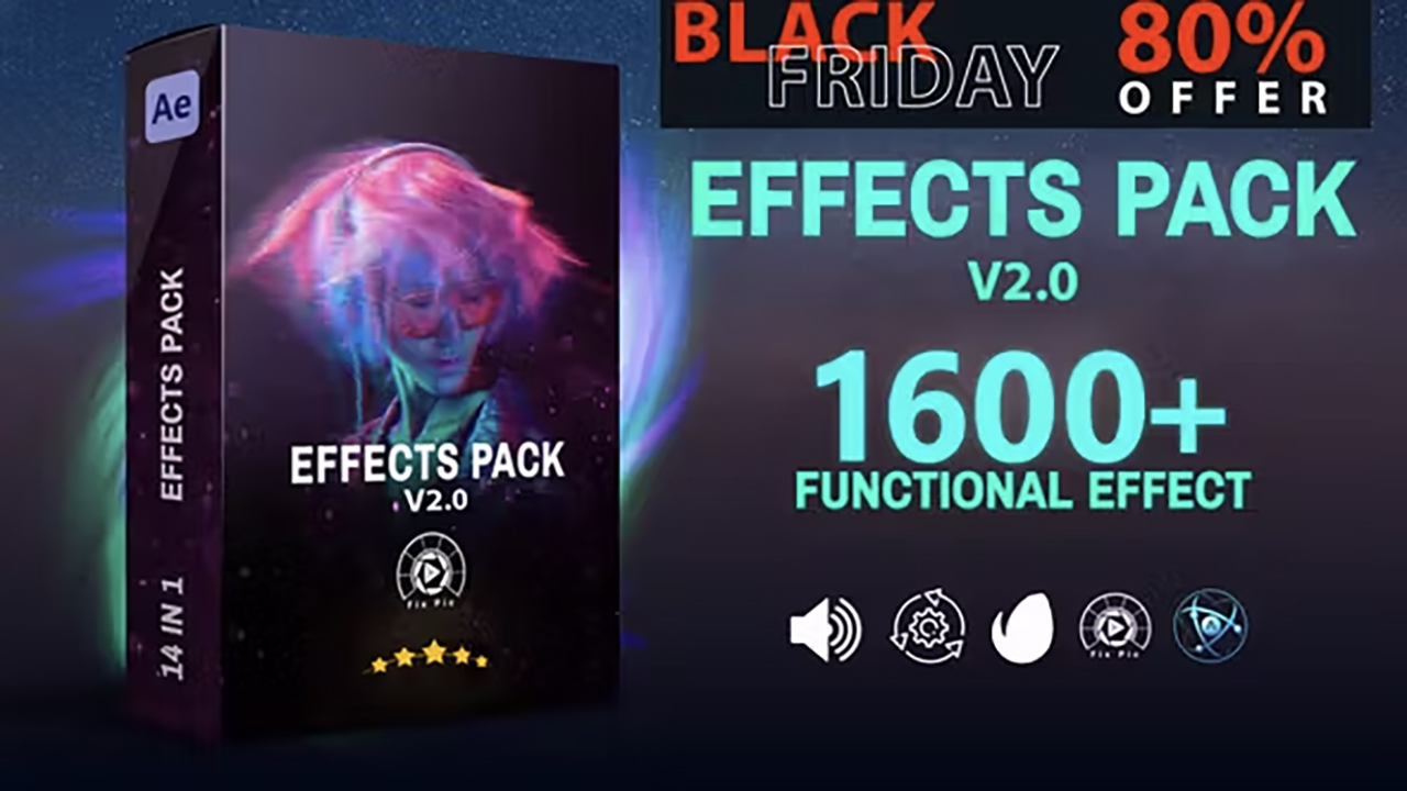 AE插件：Effects Pack V2.0 – Transitions ,Effects ,Footages and Presets and more 1600+转场过渡、效果、素材和预设等 插件预设 第1张