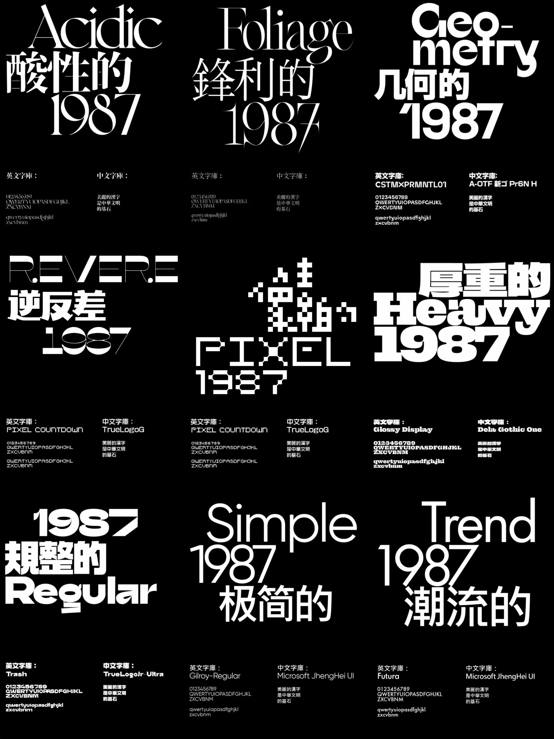 20款新潮视觉美学逆反差酸性像素风格海报轮播杂志中文英文字体包 Trendy font Bundle . 第2张