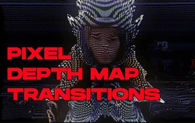 达芬奇预设：迷幻视觉美学未来派幻觉3D线条毛刺失真发光鱼眼过渡预设 Pixel Depth Map Transitions | DaVinci Resolve