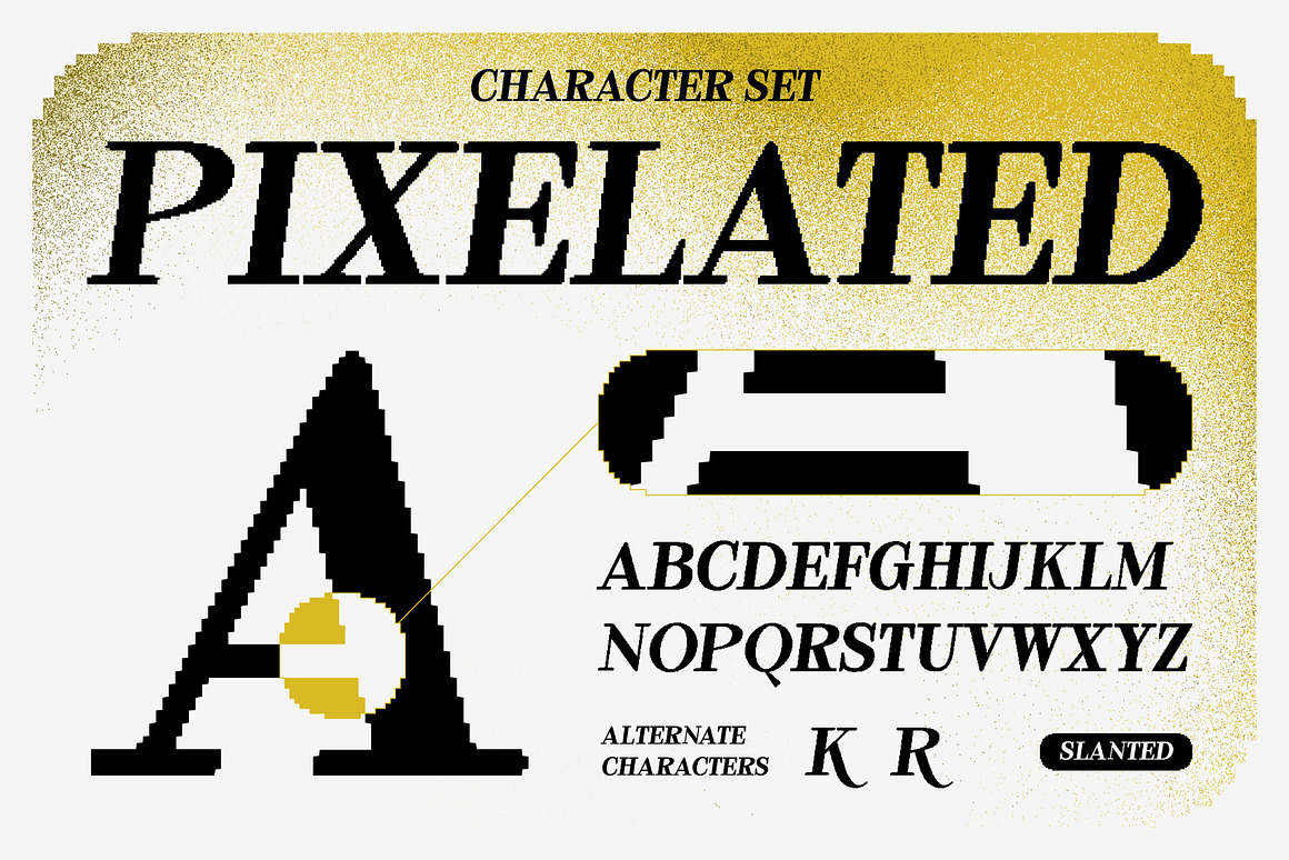英文字体：未来复古怀旧像素风Y2K游戏LOGO标题设计PSAI英文字体安装包 Reaktona - Pixel Slanted Serif Font , 第4张