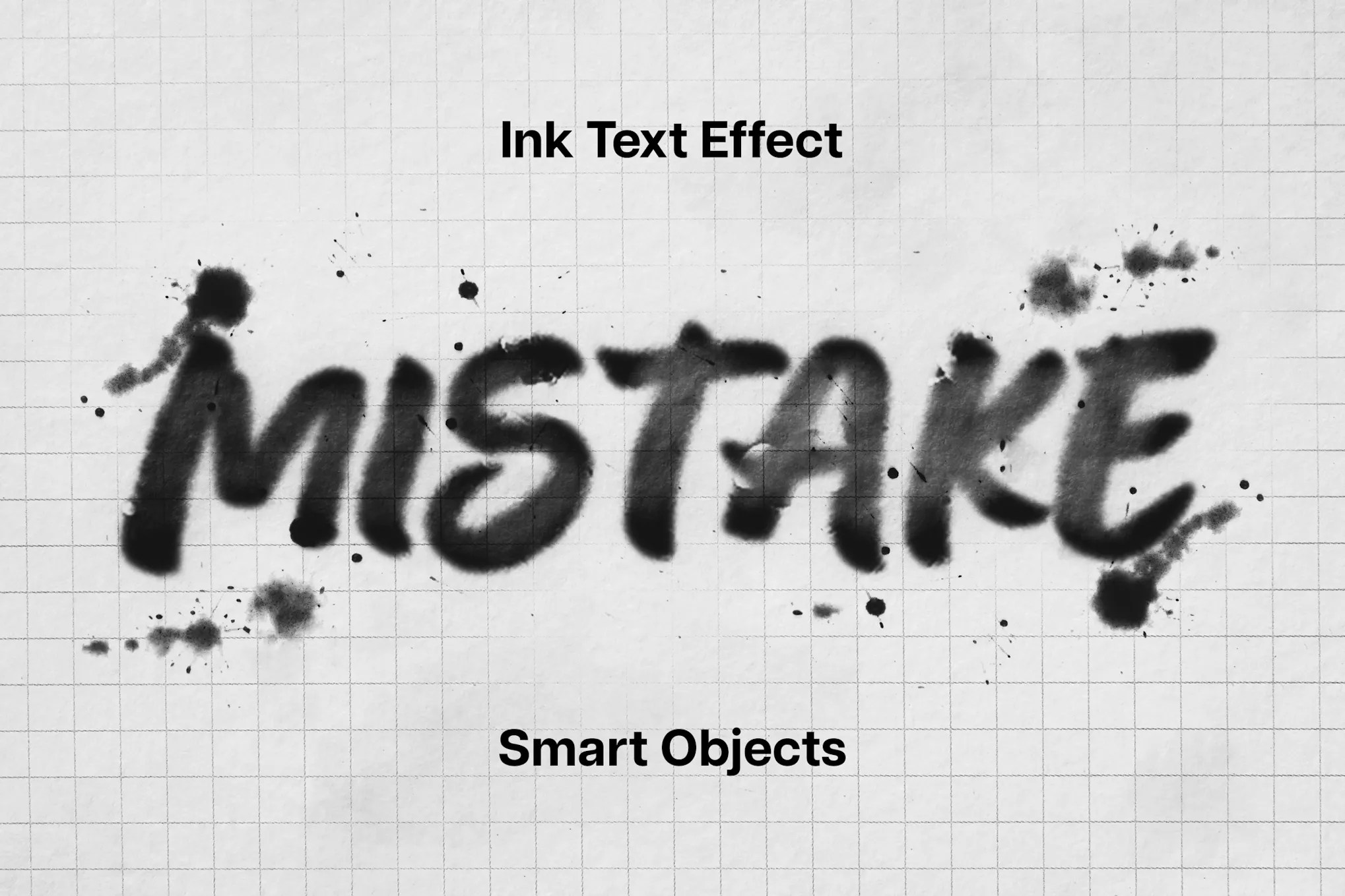 复古多彩水墨溶解文本字母设计PSD特效样机模版 Ink Text Effect , 第1张