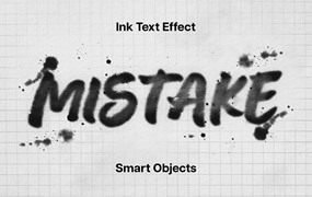 复古多彩水墨溶解文本字母设计PSD特效样机模版 Ink Text Effect