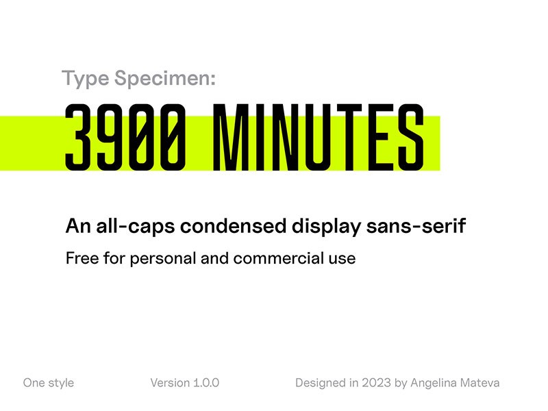 3900 Minutes无衬线窄体字体，免费可商用 设计素材 第1张