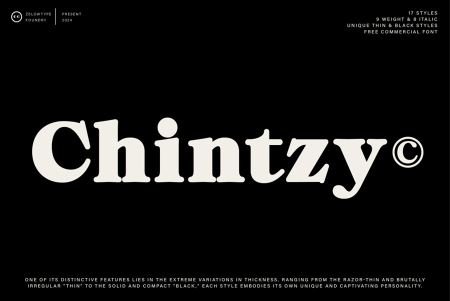 ZT Chintzy复古风格衬线字体，免费可商用 设计素材 第1张