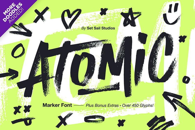 Atomic马克笔英文涂鸦字体 设计素材 第1张