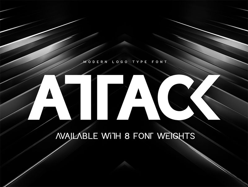 Attack现代极简英文字体完整版 设计素材 第1张