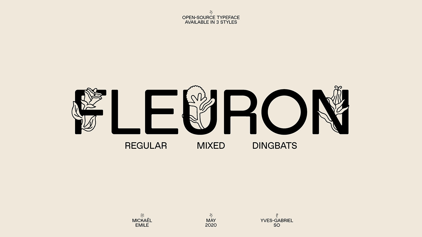 Fleuron花卉图形英文装饰字体，免费可商用 设计素材 第1张