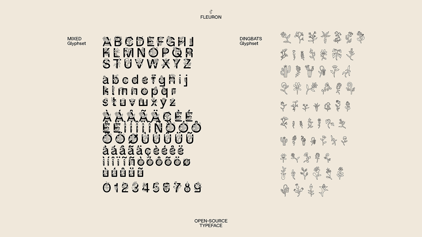Fleuron花卉图形英文装饰字体，免费可商用 设计素材 第13张