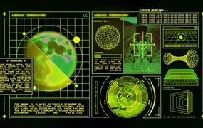 54个未来主义游戏电影数字图形复古潮流赛博宇宙飞船HUD科技元素 Retro Spaceship HUD