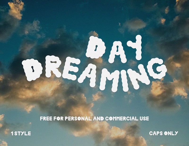 Daydreaming云朵装饰英文字体，免费可商用 设计素材 第1张