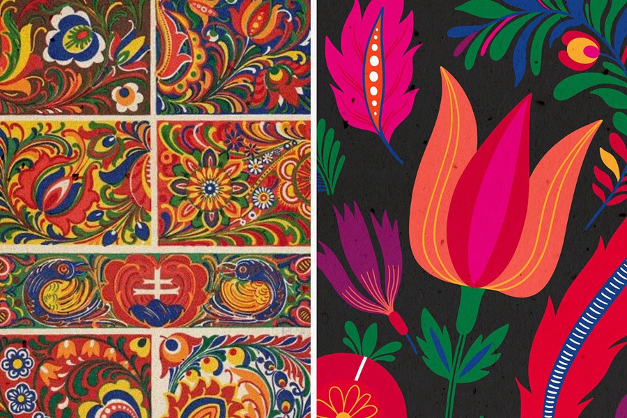 传统民间艺术抽象花卉图形服装纺织包装袋邀请函品牌推广创意PNG免扣花卉图案 Folk Abstract Floral Graphics , 第6张