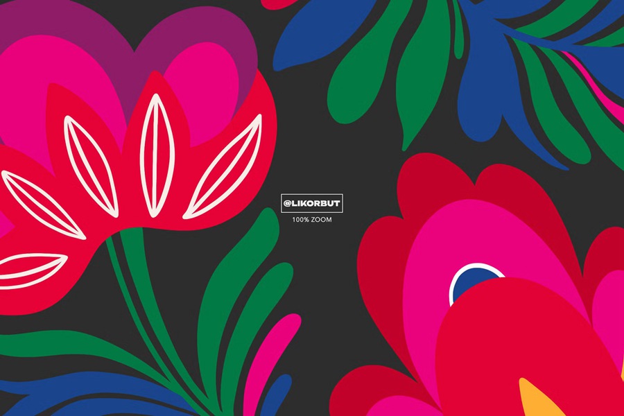 传统民间艺术抽象花卉图形服装纺织包装袋邀请函品牌推广创意PNG免扣花卉图案 Folk Abstract Floral Graphics , 第9张