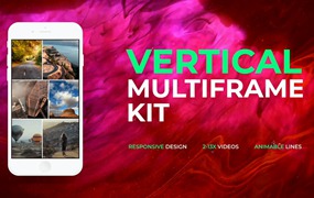 FCPX模板：电影预告片活动宣传时尚手机竖屏分屏框架套件 Vertical Multiframe Kit