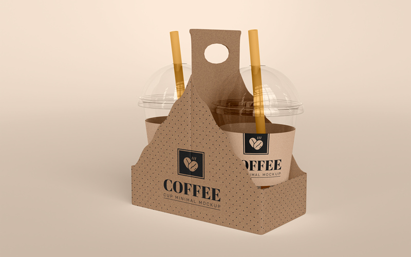 透明奶茶果汁咖啡杯包装效果展示VI智能贴图PSD样机提案设计素材 样机素材 第2张