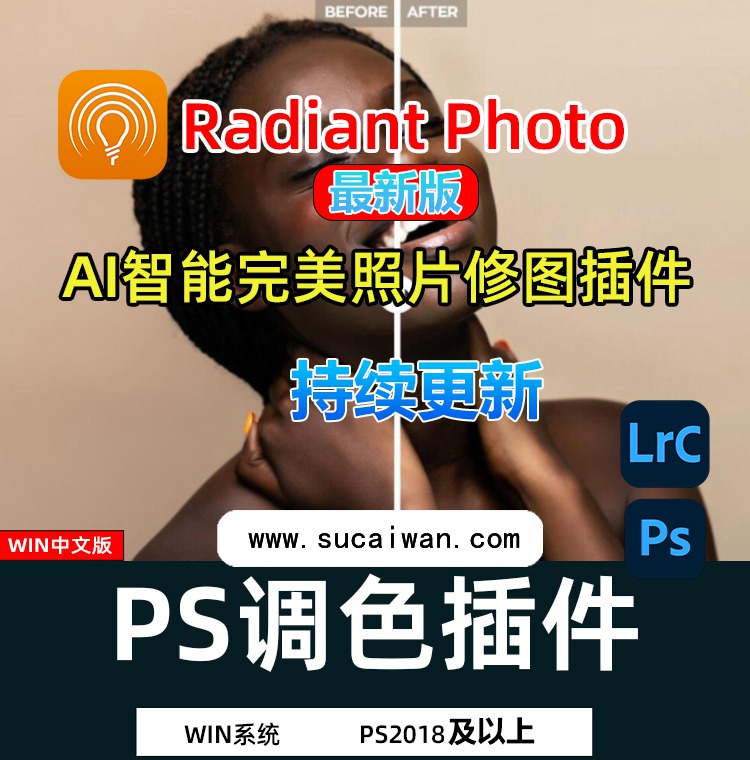 PS/LR插件：AI智能完美清晰照片自动调整人像修饰调色修图软件 Radiant Photo 1.3.1.424 Win中文版 . 第1张