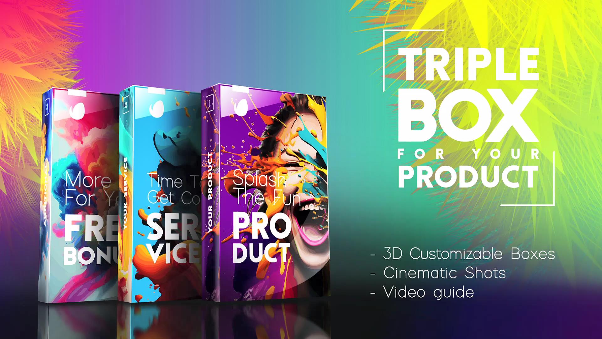 AE模板-三维立体盒子数字产品包装宣传展示动画素材 Triple Box Set for Your Digital Product 影视音频 第1张