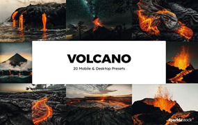 史诗熔岩火山喷发摄影后期Lightroom预设及电影调色LUT预设 20 Volcano Lightroom Presets und LUTs