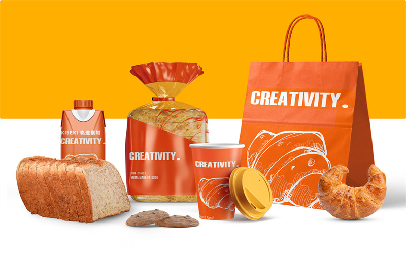 网红品牌烘焙面包蛋糕甜品包装设计vi提案效果文创样机psd素材 样机素材 第2张