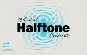 70款艺术抽象圆形半调圆点几何渐变肌理海报背景底纹矢量设计素材 Radial halftone gradient collection