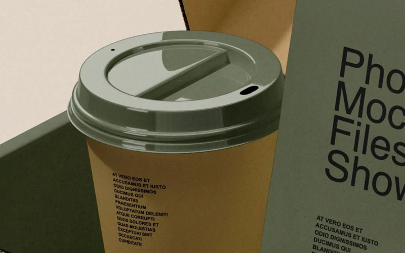 咖啡品牌VI设计咖啡杯纸袋纸盒纸杯包装PS贴图样机素材模板 样机素材 第2张