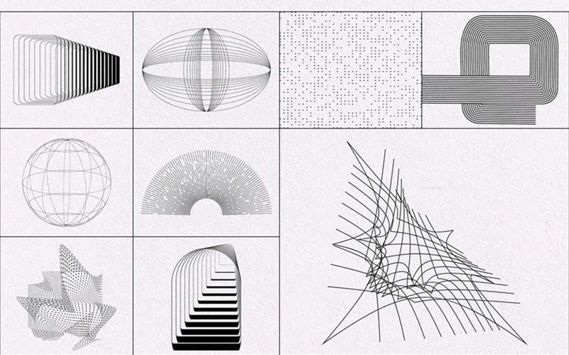 现代时尚几何美学抽象艺术网格箭头形状图形PNG免扣AI矢量素材 图片素材 第3张