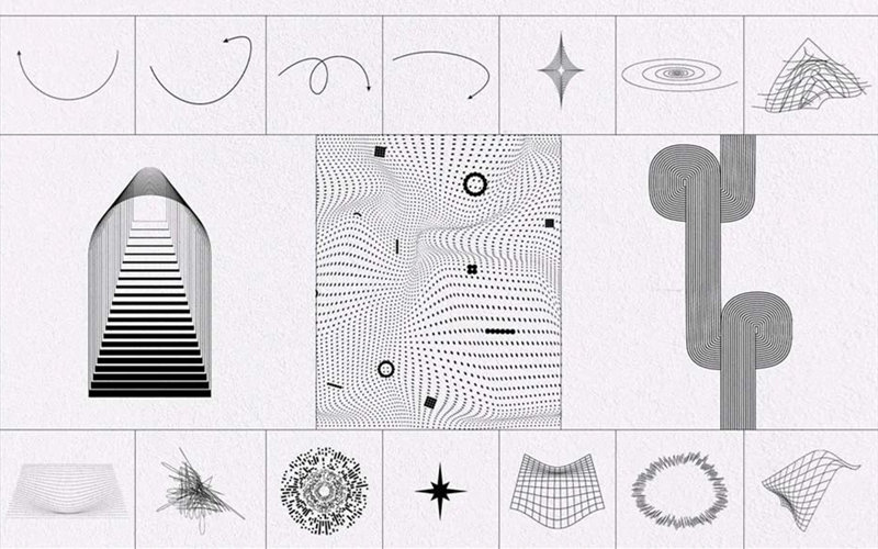 现代时尚几何美学抽象艺术网格箭头形状图形PNG免扣AI矢量素材 图片素材 第2张