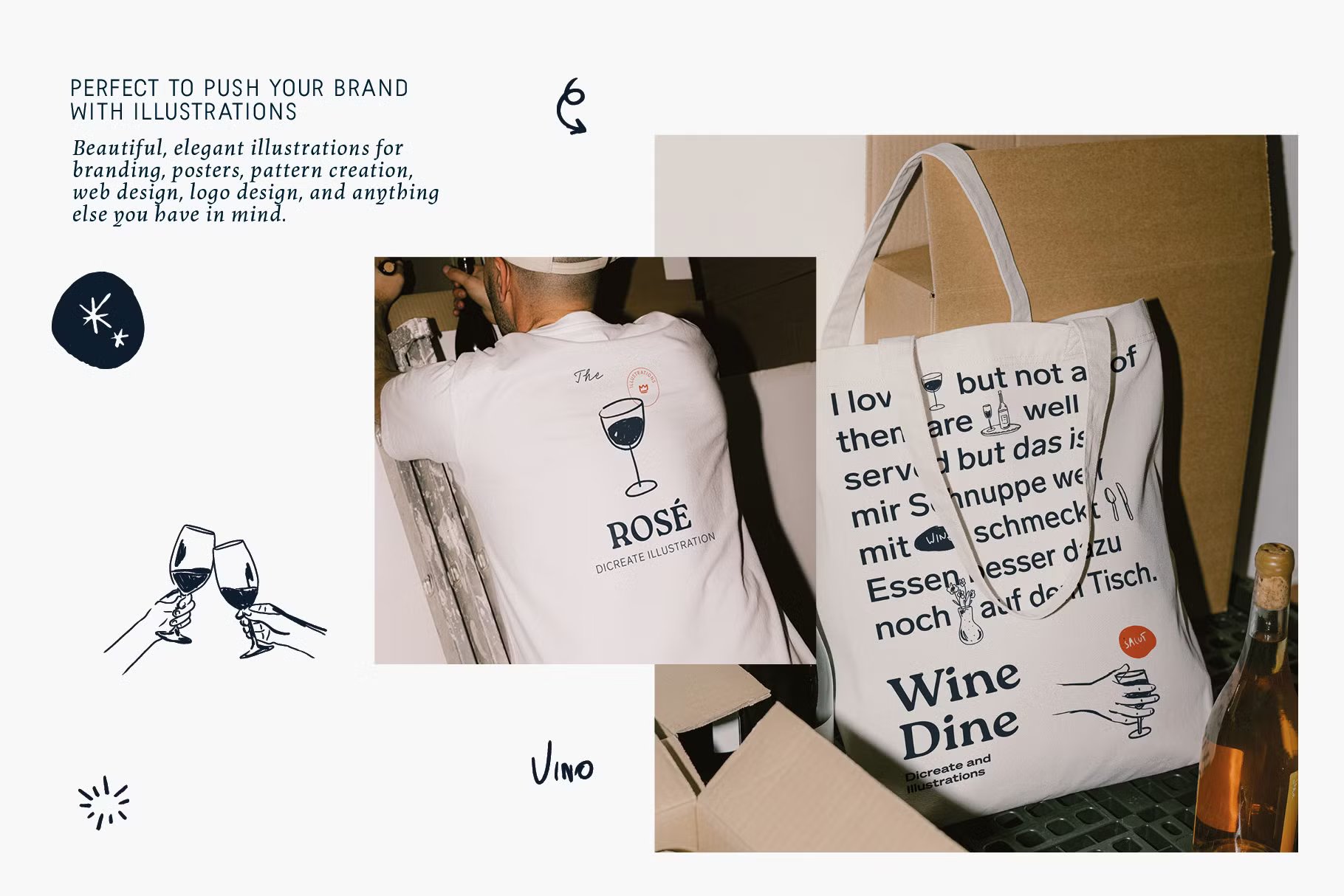 品牌海报图案创作网页设计标志设计自然气息葡萄酒矢量手绘插画PNG/AI矢量设计图形 Wine vector Illustrations , 第6张