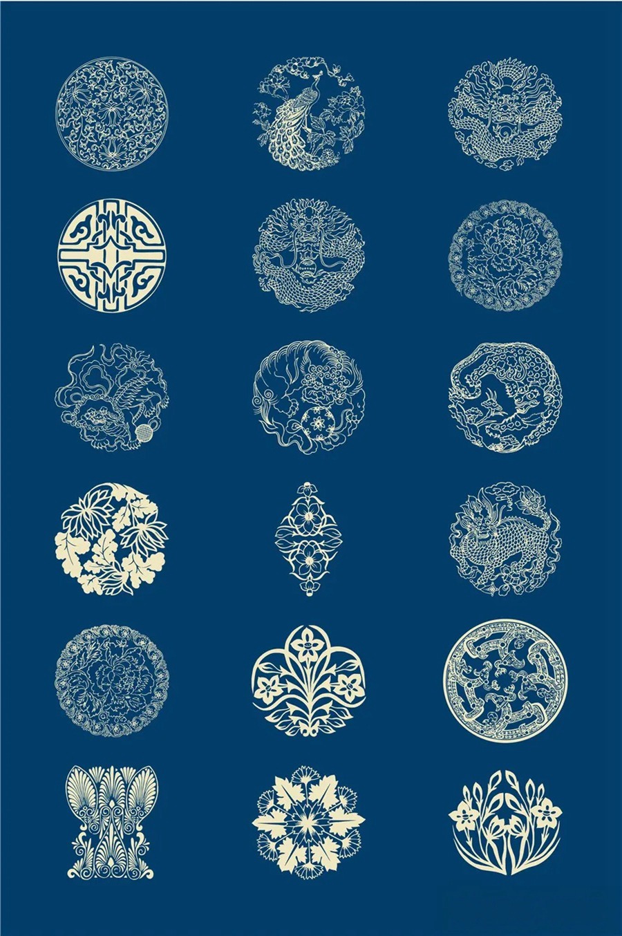中国风传统古典青花瓷图案花纹图形纹样AI矢量模板花纹设计素材 图片素材 第1张