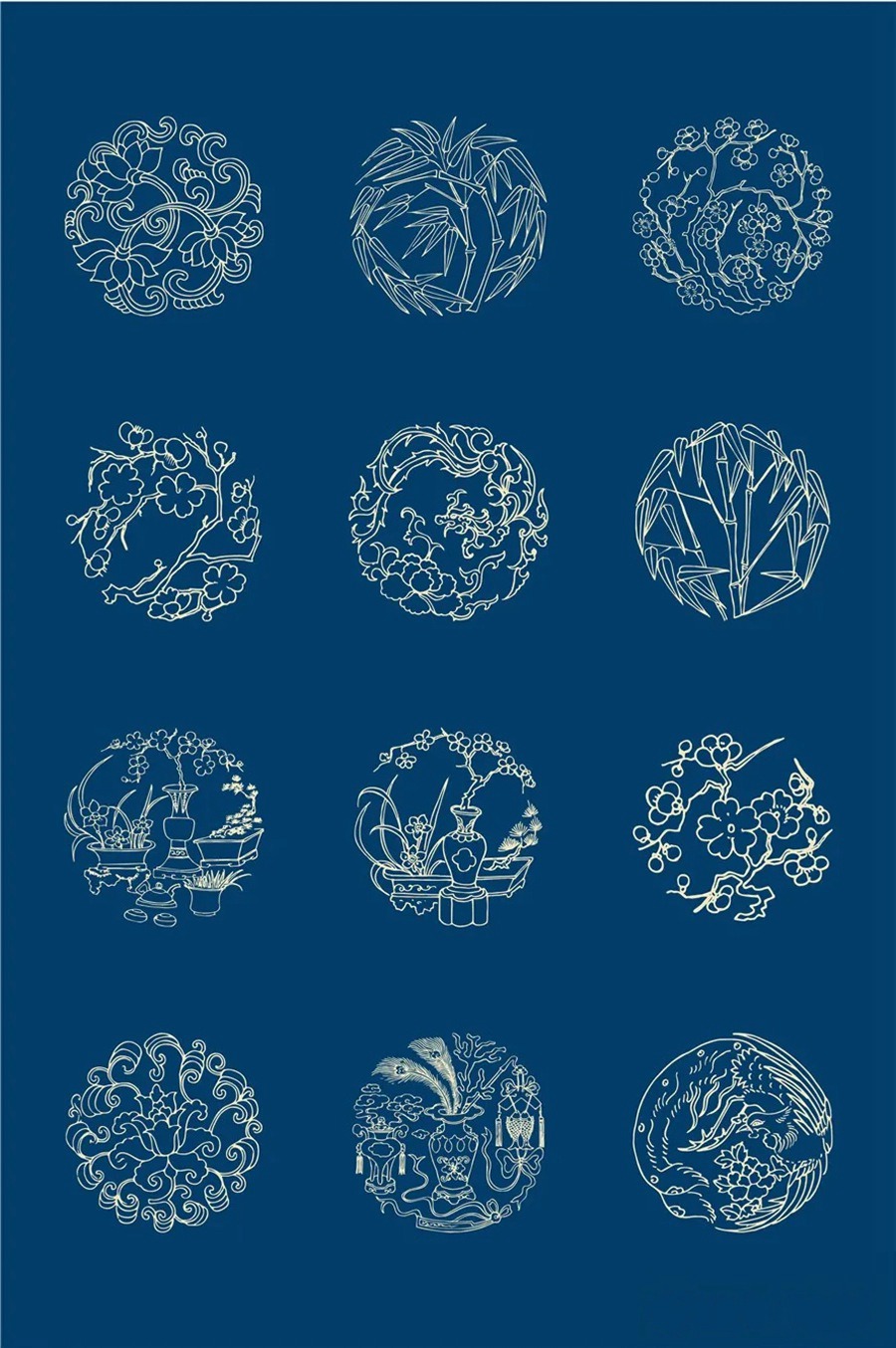 中国风传统古典青花瓷图案花纹图形纹样AI矢量模板花纹设计素材 图片素材 第20张