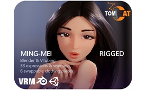 女性角色绑定3D模型 Ming-Mei Rigged Woman Character