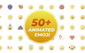 PR模板-50多个动画图标Emoji卡通表情符号动画素材 Emoji