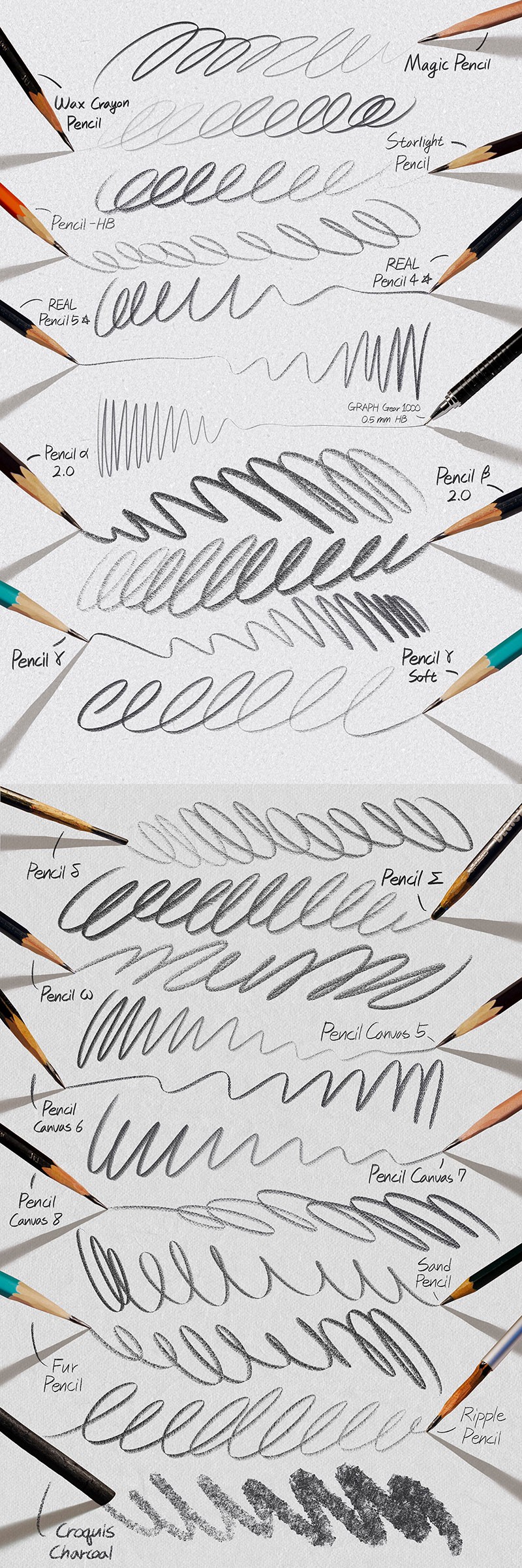 120个真实铅笔素描质感Procreate笔刷套装 , 第2张