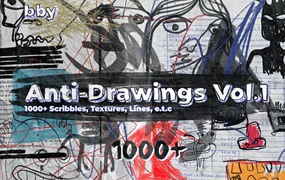 1000个嘻哈前卫摇滚复古Y2K风街头涂鸦手绘线条箭头图形PNG免抠图设计素材 Anti-Drawings Vol.1