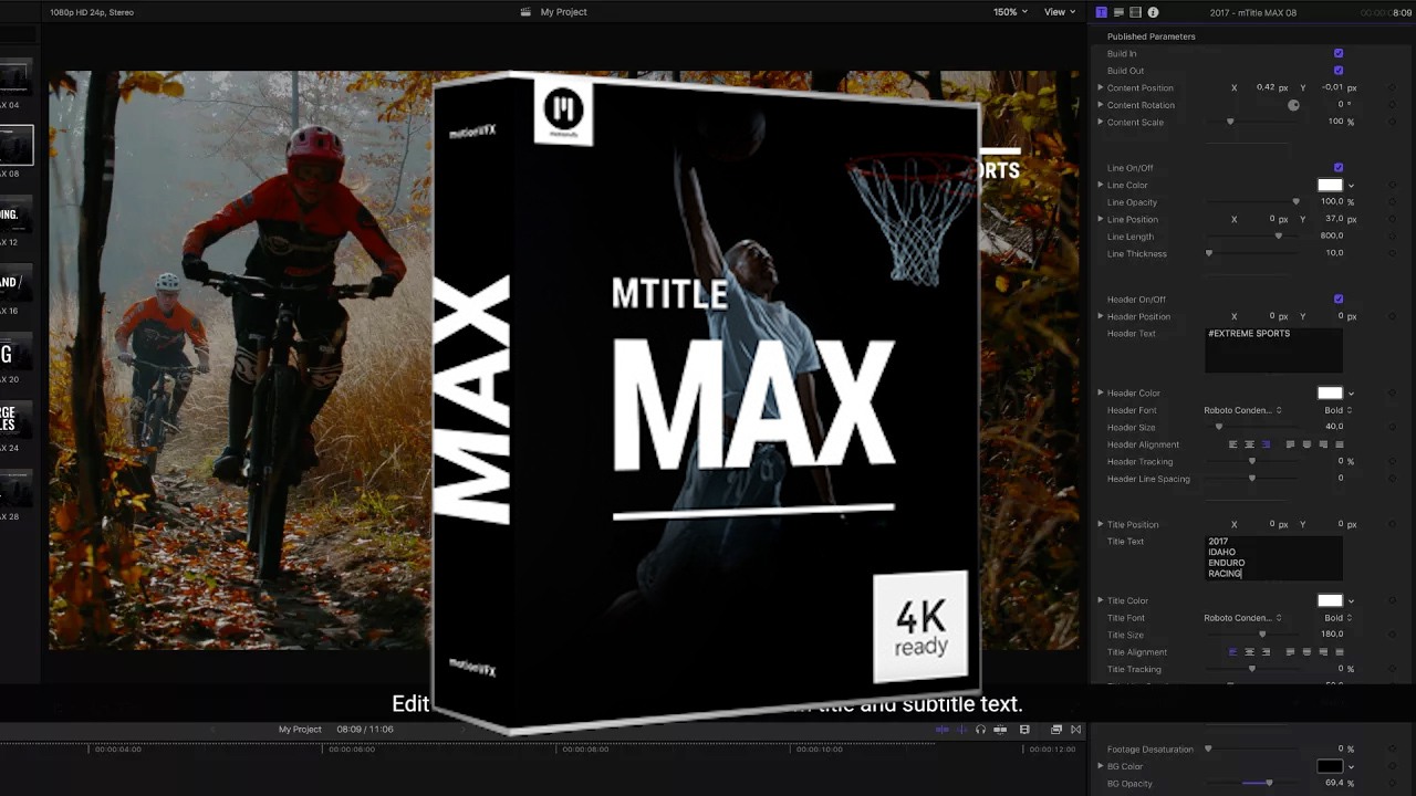 30种精美超级动力学大标题排版文本字幕动画预设FCPX插件 MotionVFX – mTitle MAX , 第1张