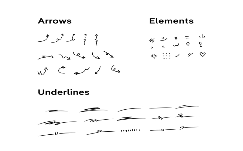 涂鸦手绘可爱线条箭头下划线文字装饰图案AI矢量设计素材PNG素材 图片素材 第3张