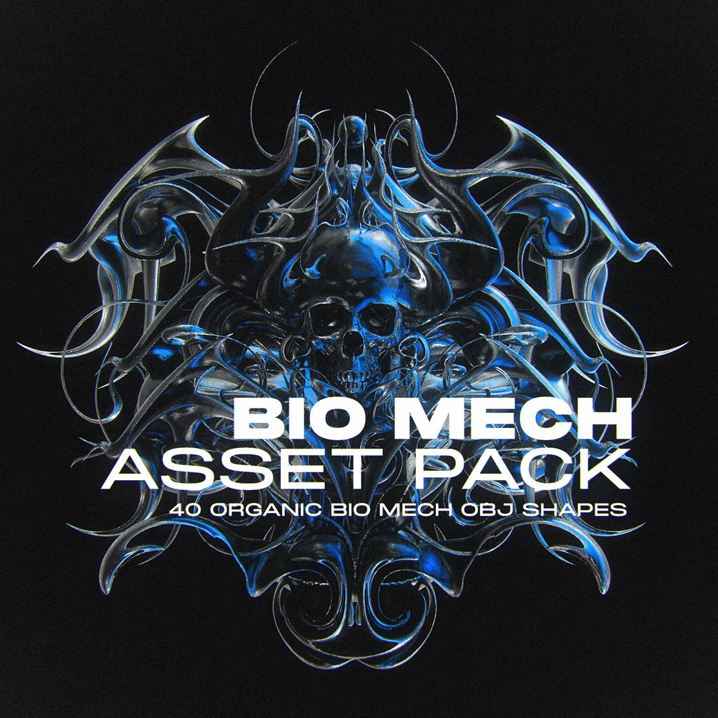 40个暗黑生物机甲酸性金属镀铬3D模型包 BIO MECH ASSET PACK 样机素材 第1张