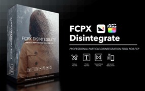 FCPX插件：图片文字粒子沙化消散汇聚飞散溶解视频转场特效插件 Pixel Film Studios – Disintegrate 中文汉化版带教程