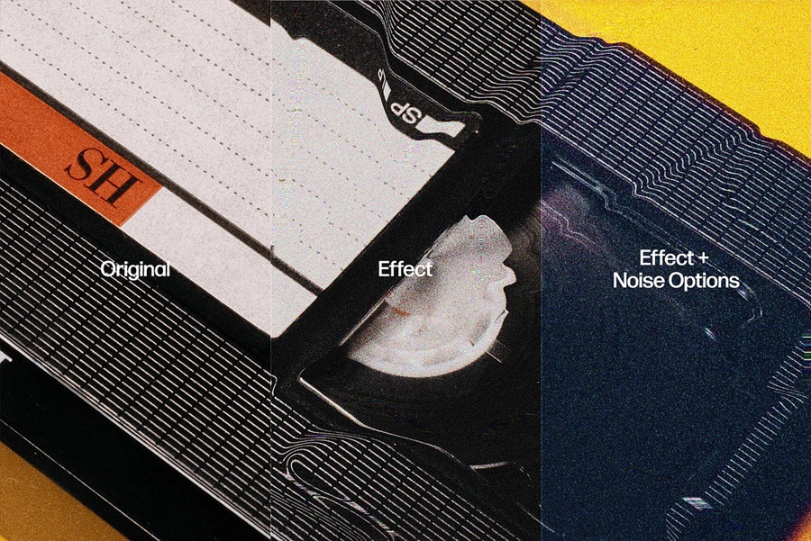潮流复古扭曲故障波动照片处理特效PS样机模板素材 Old Tape Analog Effect , 第5张