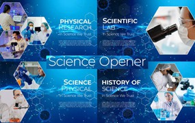 AE模板-科学开场白点线连接菱形动画展示医学宣传片素材 Science Opener