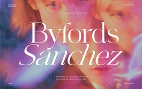 英文字体：现代杂志海报徽标设计衬线英文字体安装包 Byfords Sanchez Family Serif Font Text