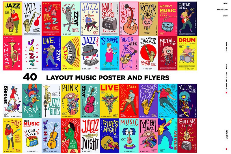 40张音乐节活动海报矢量插图，AI源文件 图片素材 第1张