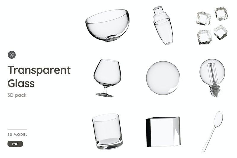 3D透明玻璃材质免抠PNG素材 图片素材 第1张