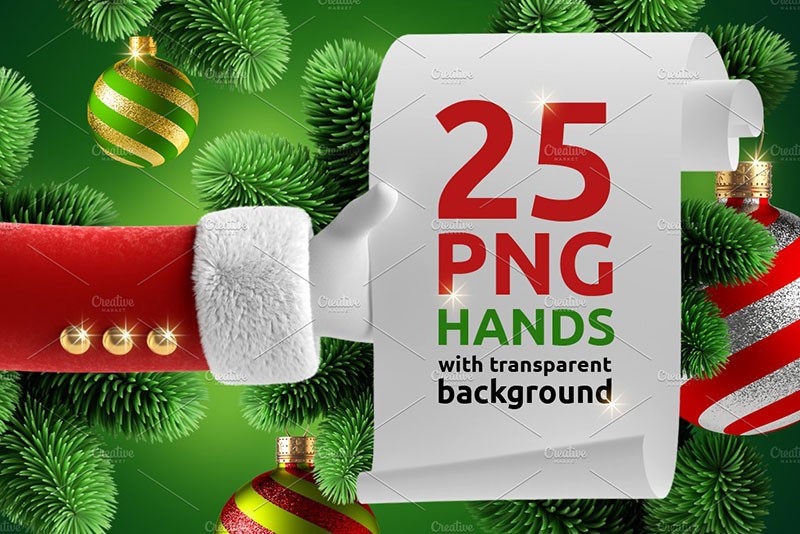 圣诞老人手势和装饰元素图片素材PNG 图片素材 第2张