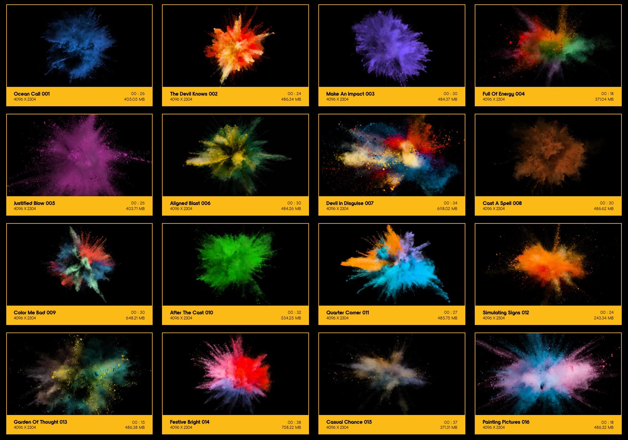 BusyBoxx 108个彩色粉末慢动作爆炸飞散合成动画4K视频素材 Powder Explosions 影视音频 第2张