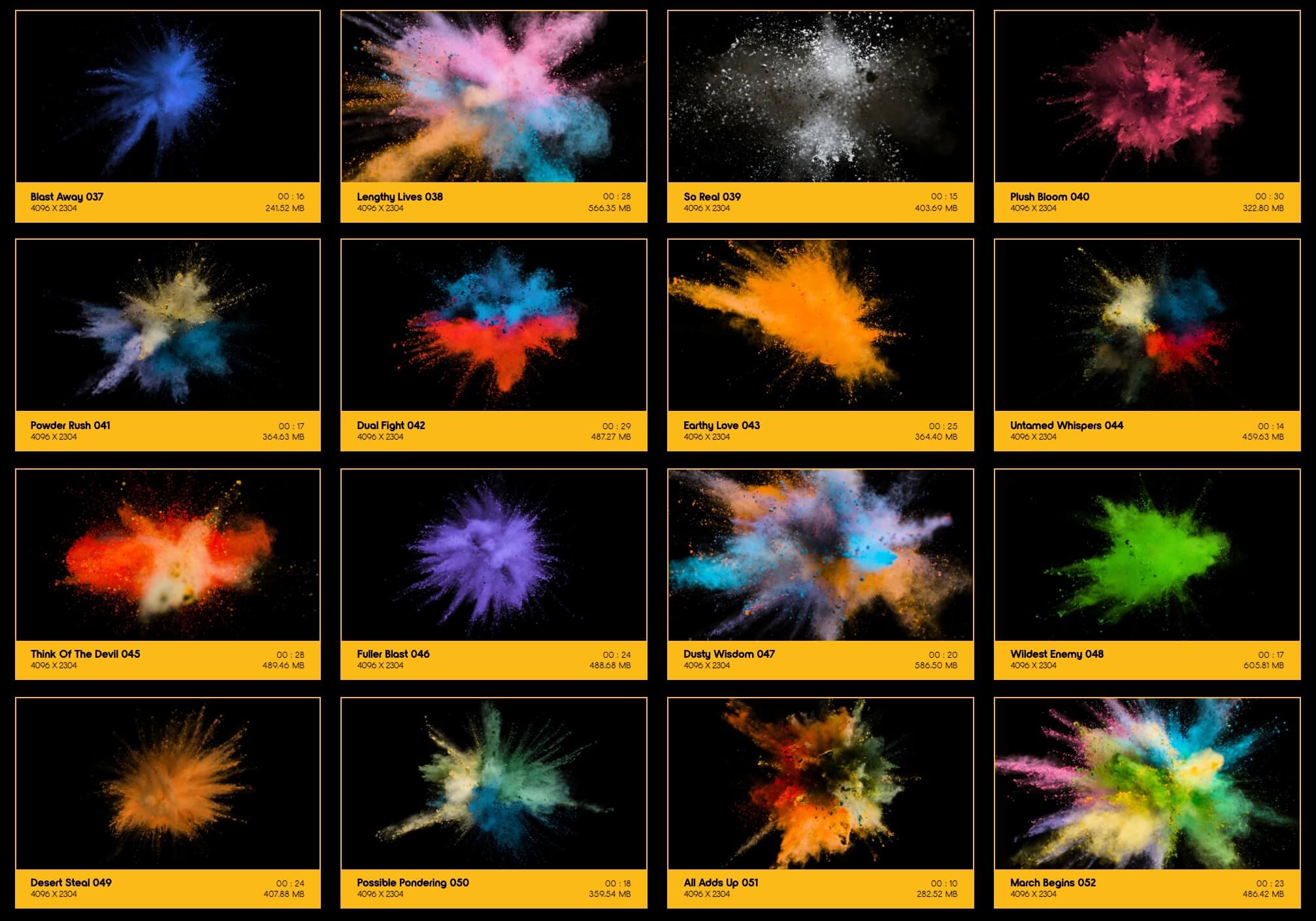 BusyBoxx 108个彩色粉末慢动作爆炸飞散合成动画4K视频素材 Powder Explosions 影视音频 第3张