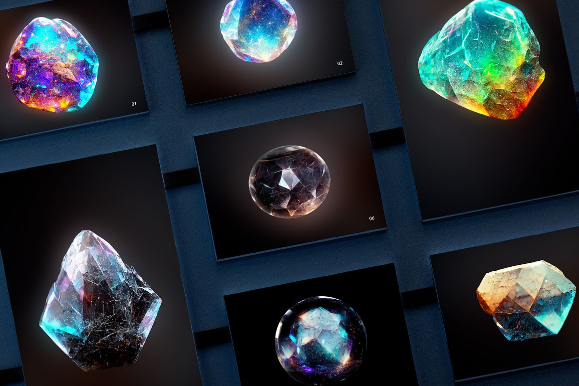 AndrewPixel 炫彩天然裸石彩钻宝石水晶钻石肌理png免抠高清图片设计素材 3D Gems & Crystals Collection 图片素材 第4张