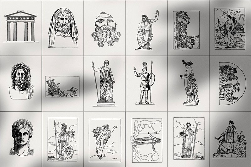 65张希腊神话人物矢量线性插图，AI源文件 图片素材 第6张
